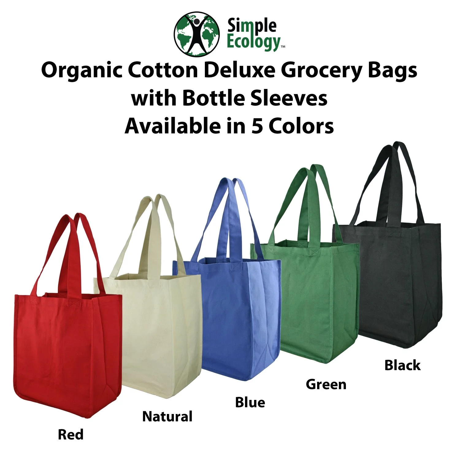 CLEARANCE Organic Cotton Deluxe Reusable Canvas Grocery Bags Original Design Simple Ecology